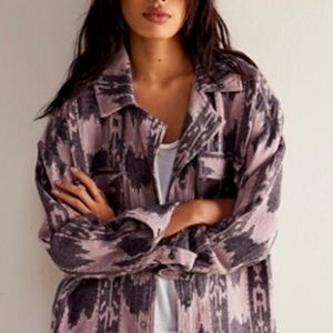 NWT We The Free Izzie Cargo Jacquard Shirt- purple- small- free people